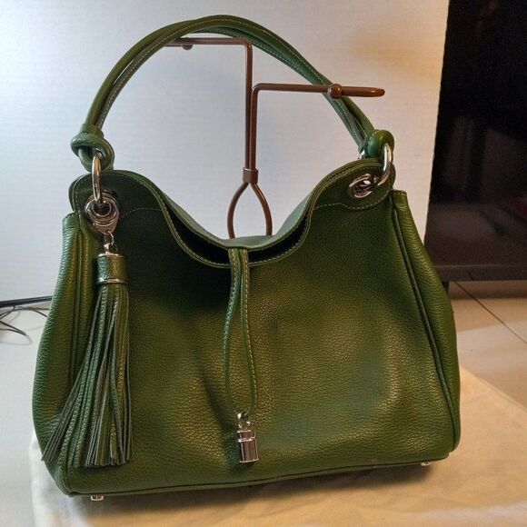 Buti LeatherTasseled/Weighted Green Satchel Cottagecore Granny Chic Grandmacore - Picture 1 of 14